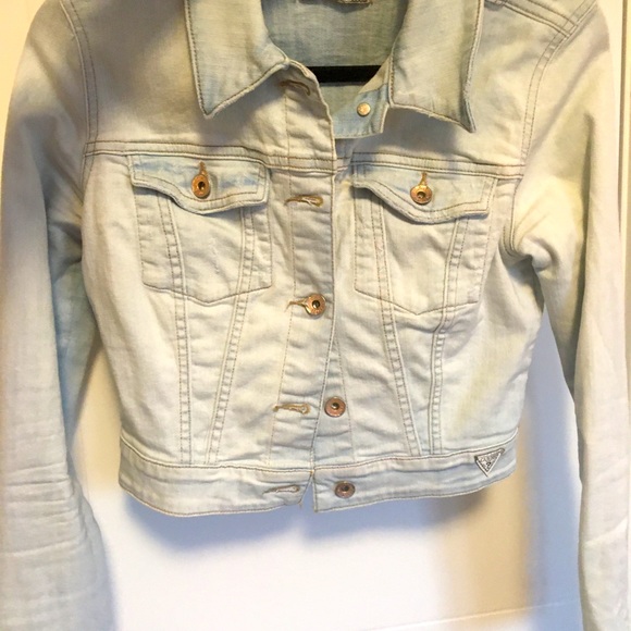 Guess Jackets & Blazers - Guess Cropped Light Jean Jacket